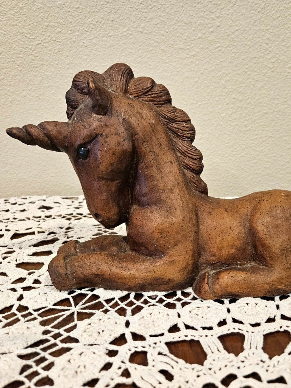 MCM Vintage Feaux Wood Unicorn Figurine 8x6